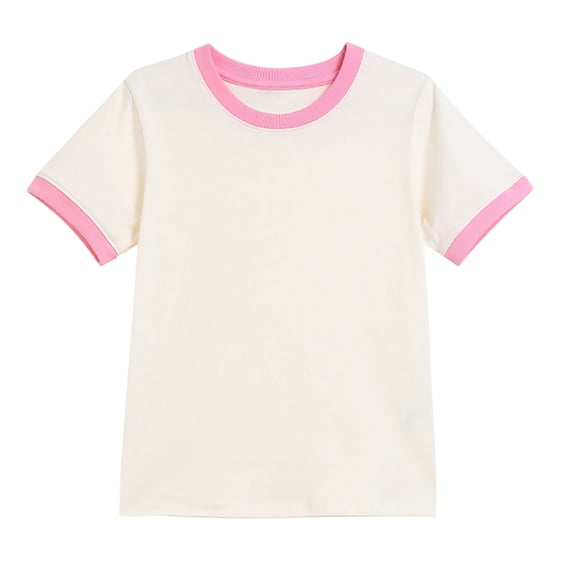 KAUOD Boys Girls Short Sleeve Shirts Crew Neck Basic Preppy Tee Tops Summer School 𝗨niform Loose Fit Pullover Shirt