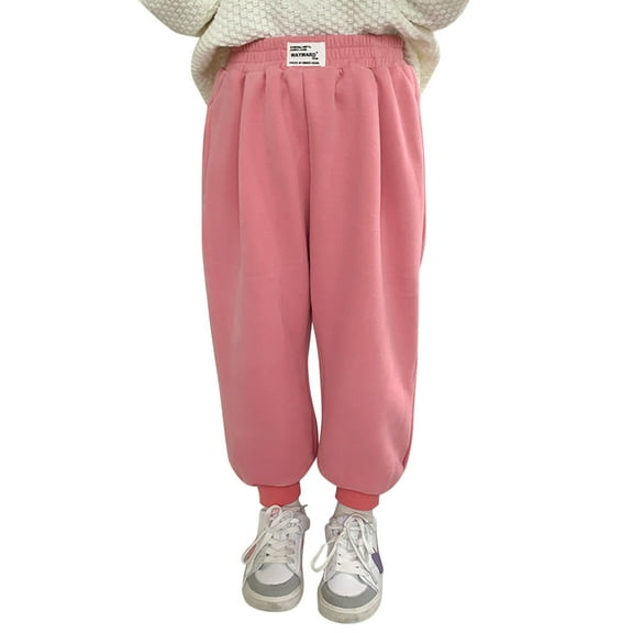 KAUOD Boys Girls Toddlers Cotton Fleece Lined Sweatpants Kids Solid Casual Pants High Waist Baggy Sweat Pants with Pockets