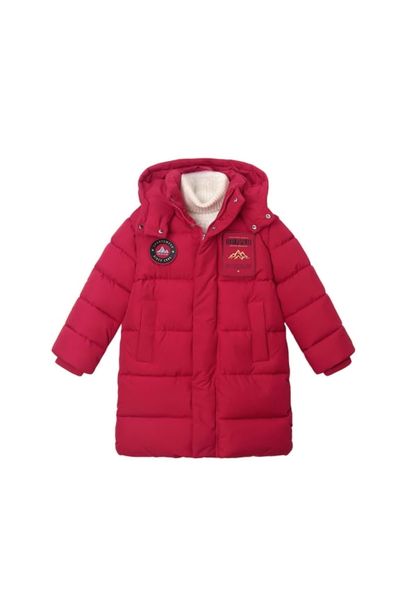 Boys Girls Winter Puffer Coats Outdoor Hiking Snow Ski Hooded Jackets Kids Quilted Insulated Warm down Outwear