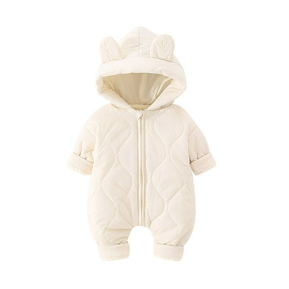KAUOD Boys Girls down Zipper Jumpsuits Long Sleeve Winter Puffer Hooded Romper Warm Comfy Soft Toddler Girls Jumpsuits