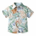 thumbnail image 1 of KAUOD Boys Hawaiian Tropical Botanical Print T Shirt Kids Short Sleeve Crewneck Lapel Top Leisure Outdoor Holiday Tees, 1 of 2