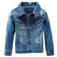thumbnail image 1 of KAUOD Boys Ripped Jeans Jackets Button Open Front Collar Fashion Denim Coats Kids Summer Casual Pockets Jackets Tops Clothes, 1 of 9