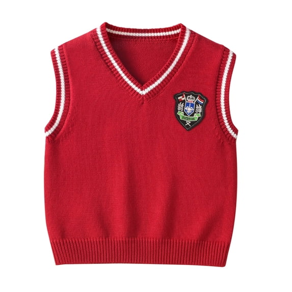 KAUOD Boys School Uniform Sweater Vest Striped V Neck Soft Comfy Pullover Fashion Knitted Waistcoat Vest Girls Fall Outfits Tops