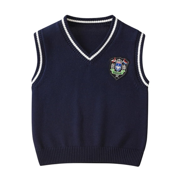KAUOD Boys School Uniform Sweater Vest Striped V Neck Soft Comfy Pullover Fashion Knitted Waistcoat Vest Girls Fall Outfits Tops