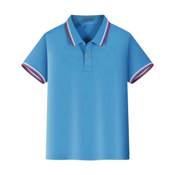 KAUOD Boys School đšniform Polo Shirts Short Sleeve Striped Lapel Collar Tops Summer Preppy Trendy Casual Pullover Shirt