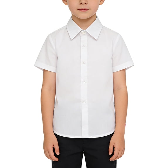 KAUOD Boys Solid Dress Shirt Short Sleeve School đšniform Polo Shirts Basic Casual Blouse Tops Preppy Casual Clothes