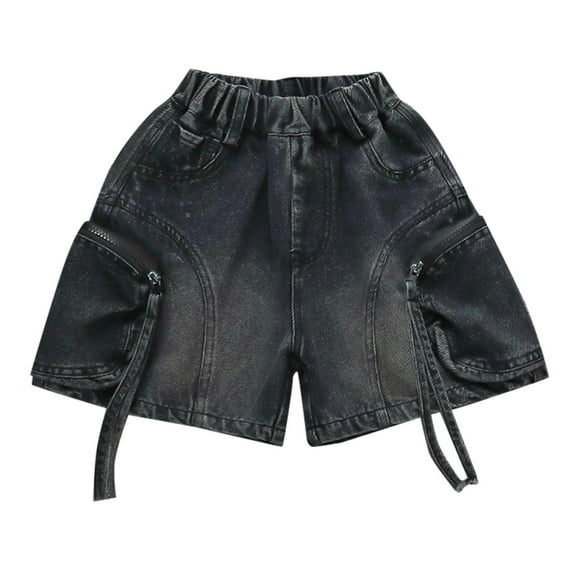 KAUOD Boys Streetwear Muti Pockets Baggy Jorts Y2k Vintage Wash Jean Shorts Fashion Pull On Hip Hop Kids Sport Shorts