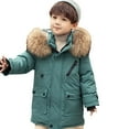 thumbnail image 1 of KAUOD Boys Winter Parka Coats Faux-F𝐮r Hood Waterproof Puffer Jackets Kids Toddler Padded Insulated Ski Outwear with Pockets, 1 of 5