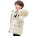 thumbnail image 1 of KAUOD Boys Winter Parka Coats Faux-F𝐮r Hood Waterproof Puffer Jackets Kids Toddler Padded Insulated Ski Outwear with Pockets, 1 of 5