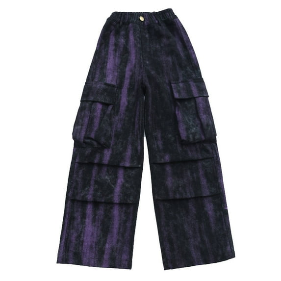 KAUOD Street Joggers Hip Hop Pants Girls Kids Elastic Waist Relaxed Loose Fit Cargo Pants with Pockets Causal Clothes