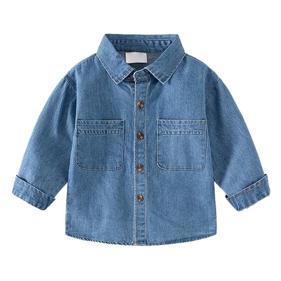 KAUOD Classic Denim Jacket for Boy Girl Toddler Button Down Tshirts Kids Jeans Jacket Long Sleeve Top Coat Outerwear Spring Outfits