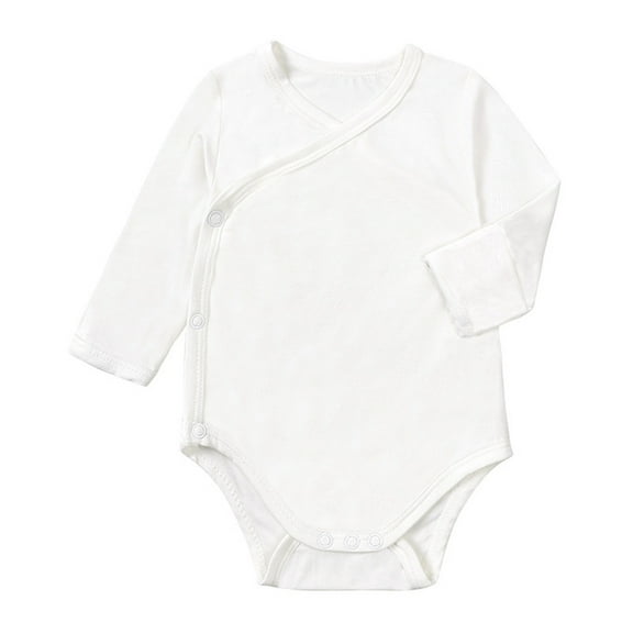 KAUOD Cotton Long Sleeve Side Buttons Romper for Toddler Baby Boys Solo Bodysuits New Born Soft Summer Jumpsuit Clothes