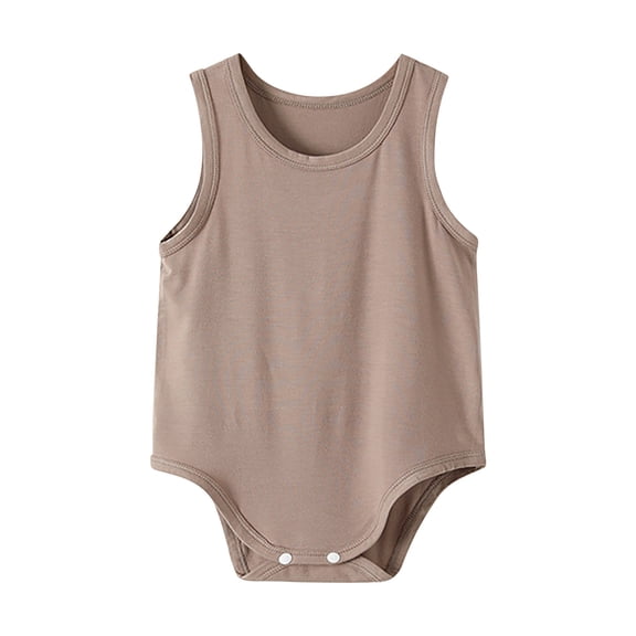 KAUOD Cotton Soft Sleeveless Bodysuits for Baby Boys Solid Loose Short Romper Toddler New Born Undershirts Tank Top Clothes