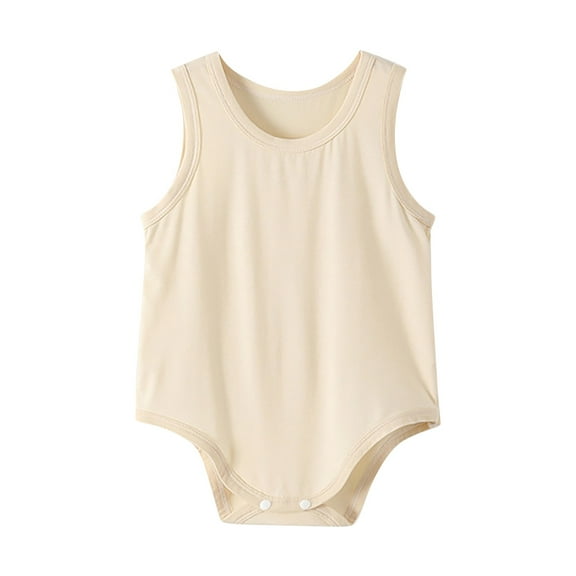 KAUOD Cotton Soft Sleeveless Bodysuits for Baby Boys Solid Loose Short Romper Toddler New Born Undershirts Tank Top Clothes