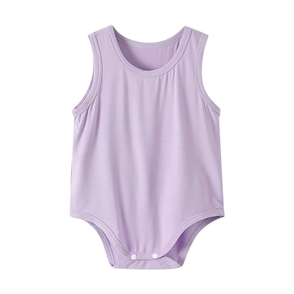 KAUOD Cotton Soft Sleeveless Bodysuits for Baby Boys Solid Loose Short Romper Toddler New Born Undershirts Tank Top Clothes