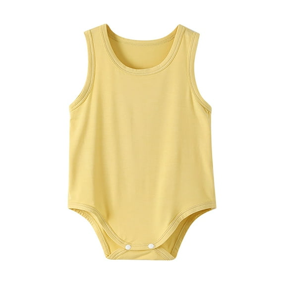 KAUOD Cotton Soft Sleeveless Bodysuits for Baby Boys Solid Loose Short Romper Toddler New Born Undershirts Tank Top Clothes