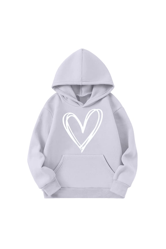 Cute Heart Print Hoodies for Girls Oversized Soft Pullover Hoodie Sweatshirts Teen Kids Long Sleeve Tops Clothes