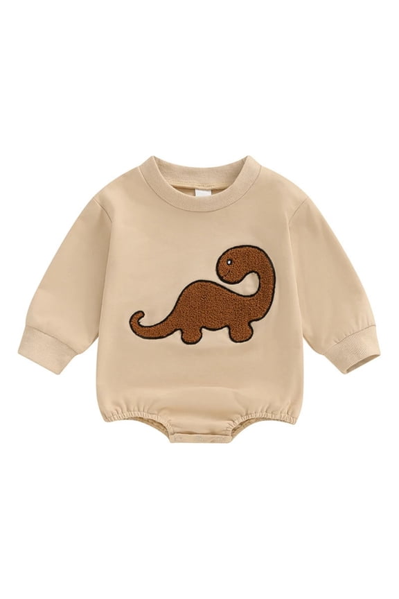Dinosaur Embroidery Long Sleeve Romper for Toddler Baby Boys Cotton Casual Bodysuits Jumpsuit Clothes Outfit