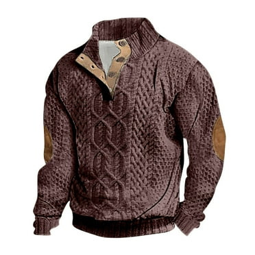 KAUOD Distressed Sweatshirt Men's Casual Fashionable Loose and Trendy Printed Button Top Long Sleeved Hooded Sweatshirt Tan Sweatshirt Men