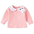 thumbnail image 1 of KAUOD Easter Baby Girl Kids Blouses Long Sleeves Solid Color Doll Collar T-Shirt Top Cute Bunny Basic Ruffle Shirt Spring Outfits, 1 of 9