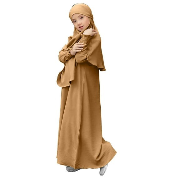 KAUOD Girl 1 Piece Prayer Hijab Dress Hooded Abaya Full Cover Islam Middle Easterly Modest Jacket Oversized Full Long