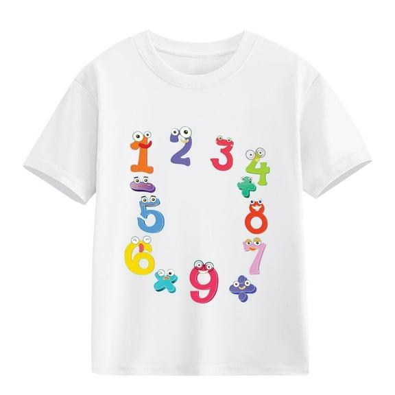 KAUOD Girl Birthday Shirt Kids Number Day T-Shirt Summer Everday Short Sleeve T-Shirt Loose Casual Crewneck Tops Spring Outfits
