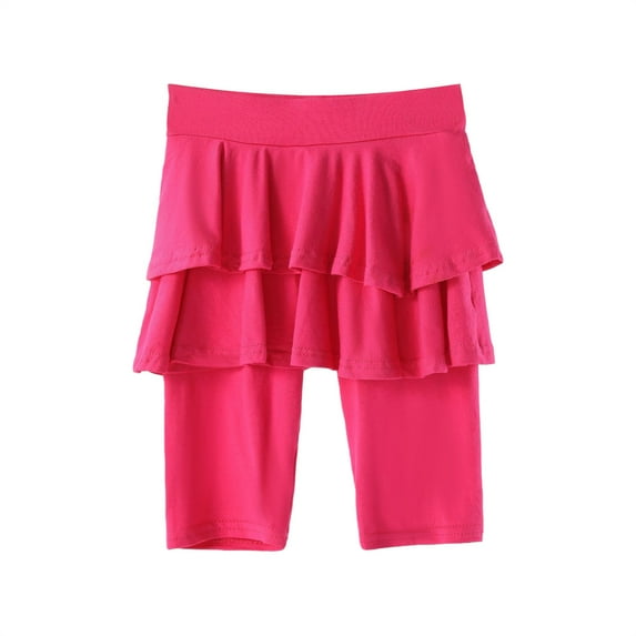 KAUOD Girl Leggings Shorts with Skirt Ruffle Knee Length Skinny Stretchy Midi Shorts Cute Trendy Casual Short Pants
