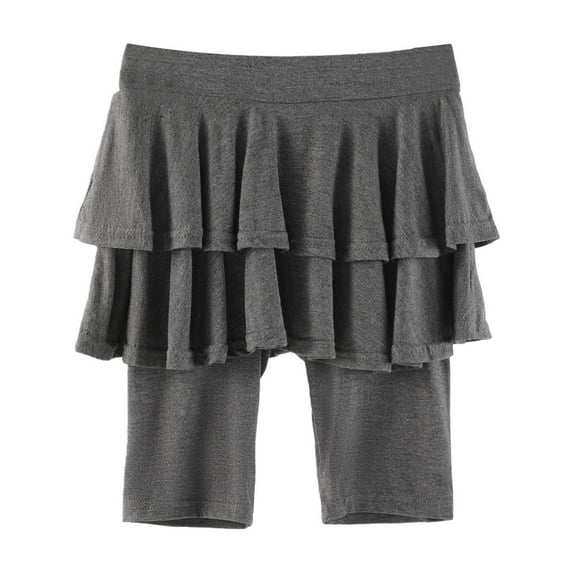 KAUOD Girl Leggings Shorts with Skirt Ruffle Knee Length Skinny Stretchy Midi Shorts Cute Trendy Casual Short Pants