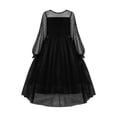 thumbnail image 1 of KAUOD Girl's Black Dresses Contrast Mesh Puff Long Sleeve High Waist A Line Short Dress with Pockets for 3 to 12 Years, 1 of 4