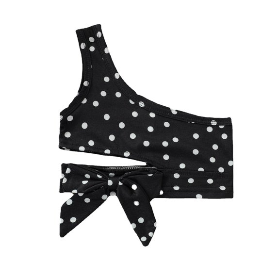 KAUOD Girl's Crop Tank Tops Asymmetrical Neck Bow Polka Dots Fit Vest Girls Dance Shirts Summer Sleeveless Tank Tops