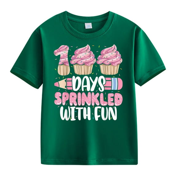 KAUOD Girls 100 Days of School Shirt for Boys Girls Kids Cute Funny Graphic Tees Kindergarten Tee Student Top