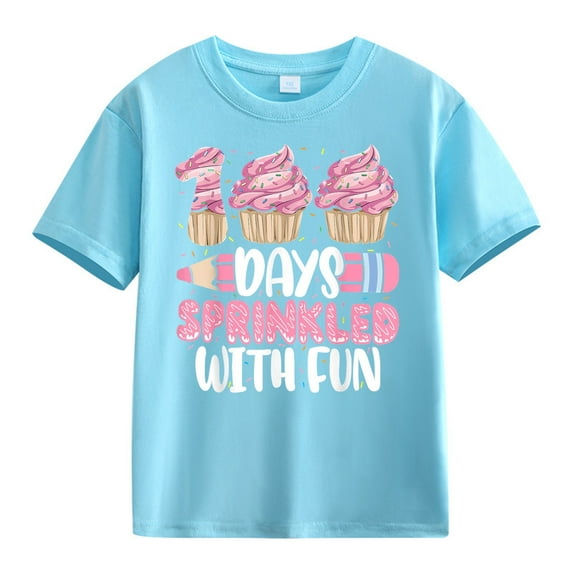 KAUOD Girls 100 Days of School Shirt for Boys Girls Kids Cute Funny Graphic Tees Kindergarten Tee Student Top