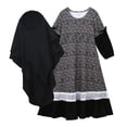 thumbnail image 1 of KAUOD Girls 2 Piece Muslim Prayer Dress with Hijab 𝐈slamic Kids Flower Pattern Crew Neck Pullover Dresses Eid Abaya Clothes, 1 of 9