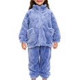 thumbnail image 1 of KAUOD Girls 2 Piece Plush Jackets Pants Set Plain Fuzzy Zip up Fuzzy Coats Soft Warm Straight Pants Outfits for Kids, 1 of 7