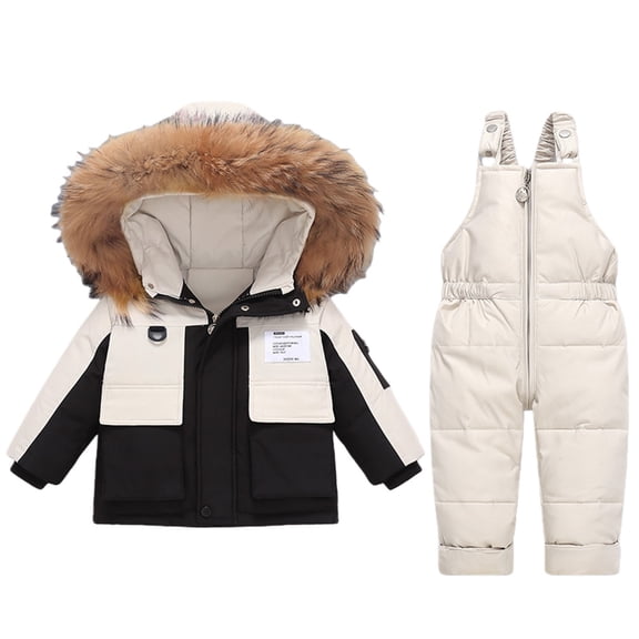 KAUOD Girls 2 Piece Snow Suits Puffer Ski Jackets Bib Snow Pants Set Kids Toddler Winter Snowboard Warm Snowsuits Outfits