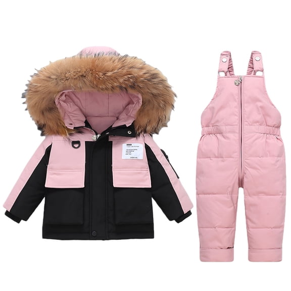 KAUOD Girls 2 Piece Snow Suits Puffer Ski Jackets Bib Snow Pants Set Kids Toddler Winter Snowboard Warm Snowsuits Outfits