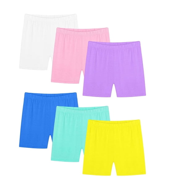 KAUOD Girls 6 Pack Shorts Dance Cartwheel Athletic Underwear Shorts Kids Summer Basic Solid Casual Mini Short Pants