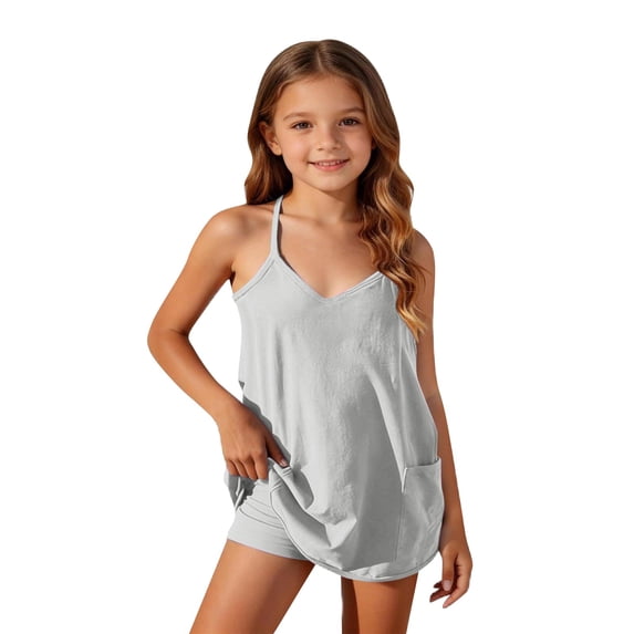KAUOD Girls Athletic Short Outfits 2 Piece Summer Sleeveless Tank Tops and Bike Shorts Set Casual Loose Trendy Clothes