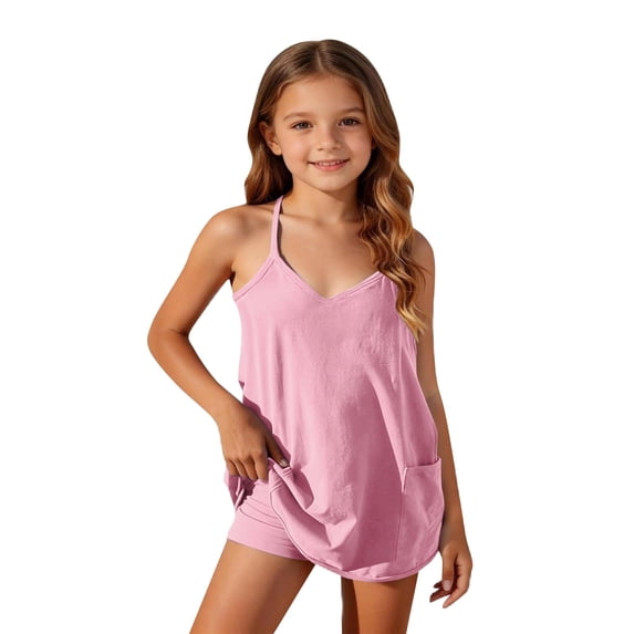 KAUOD Girls Athletic Short Outfits 2 Piece Summer Sleeveless Tank Tops and Bike Shorts Set Casual Loose Trendy Clothes