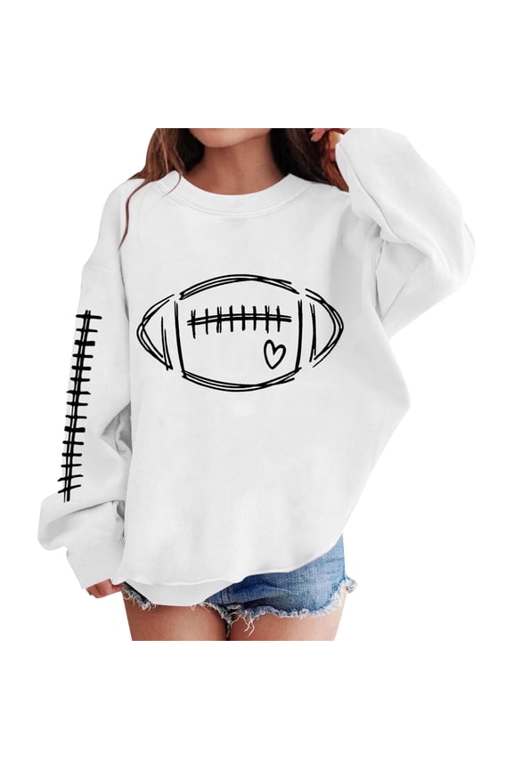 Girls Baseball Pullover Sweatshirts Oversized Long Sleeve Casual Tops Teen Kids Cute Sweatshirts Clothes School Hoodie
