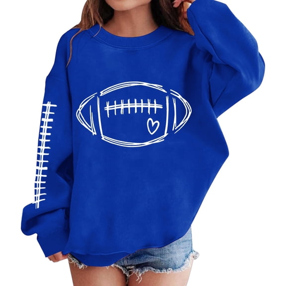 KAUOD Girls Baseball Pullover Sweatshirts Oversized Long Sleeve Casual Tops Teen Kids Cute Sweatshirts Clothes School Hoodie