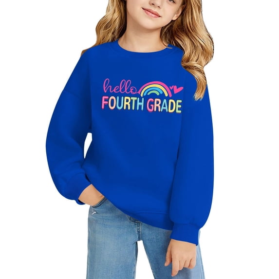 KAUOD Girls Boys 4th Grade Preppy Clothes Boys Crewneck Pullover Sweatshirt Rainbow Graphic & Letter Print Shirt Back to School Top