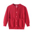 thumbnail image 1 of KAUOD Girls Button Down Knit Cardigan Tops with Pockets Long Sleeve Open Front Sweater Kids Plain Soft Fall Coats Clothes, 1 of 7