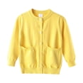 thumbnail image 1 of KAUOD Girls Button Down Knit Cardigan Tops with Pockets Long Sleeve Open Front Sweater Kids Plain Soft Fall Coats Clothes, 1 of 7