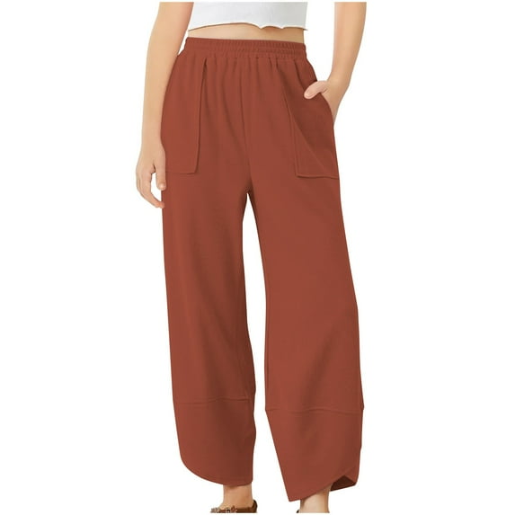 KAUOD Girls Causal Elastic Waist Athletic Pants Y2K Baggy Sweatpants with Pockets Solid Color Wide Leg Jogger Pants