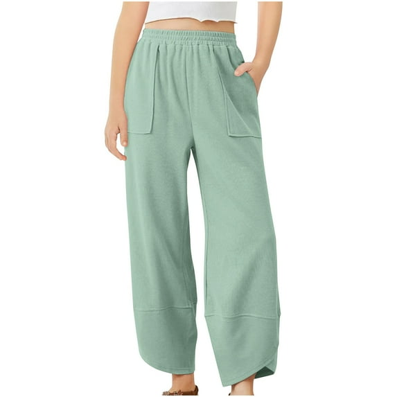 KAUOD Girls Causal Elastic Waist Athletic Pants Y2K Baggy Sweatpants with Pockets Solid Color Wide Leg Jogger Pants