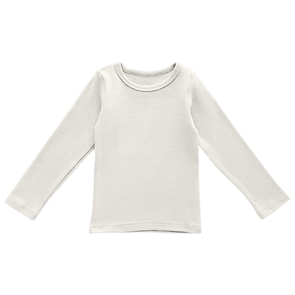 KAUOD Girls Cotton Thermal Shirt Long Sleeve Crew Neck Pullover Sweatshirts Tops Kids Plain Soft Winter Casual Undershirts