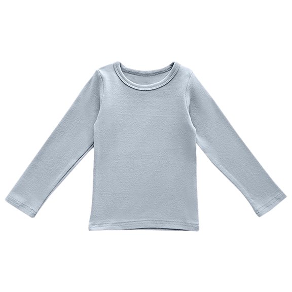 KAUOD Girls Cotton Thermal Shirt Long Sleeve Crew Neck Pullover Sweatshirts Tops Kids Plain Soft Winter Casual Undershirts