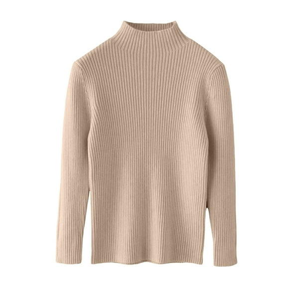 KAUOD Girls Crew Neck Sweater Ribbed Knit Stretchy Thermal Shirt Long Sleeve Soft Plain Pullover Sweatshirts Clothes