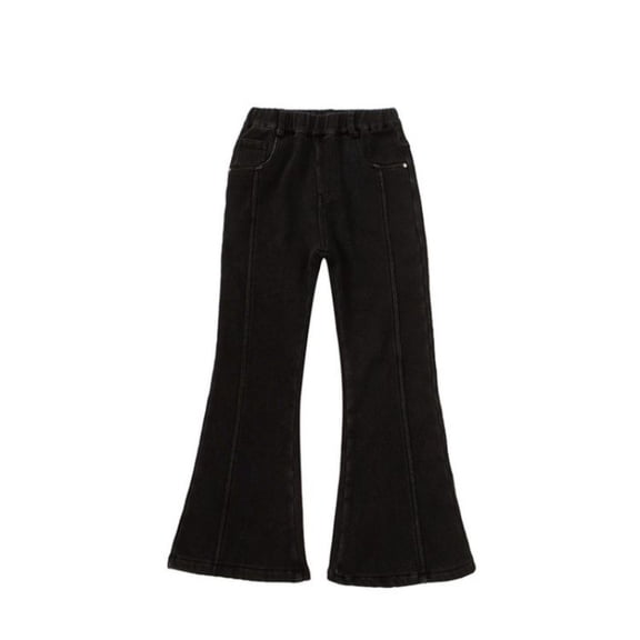 KAUOD Girls Cropped Flare Jeans Ankle Length Wide Leg Bell-Bottom Denim Pants Kids School 𝐔niform Retro Straight Trousers